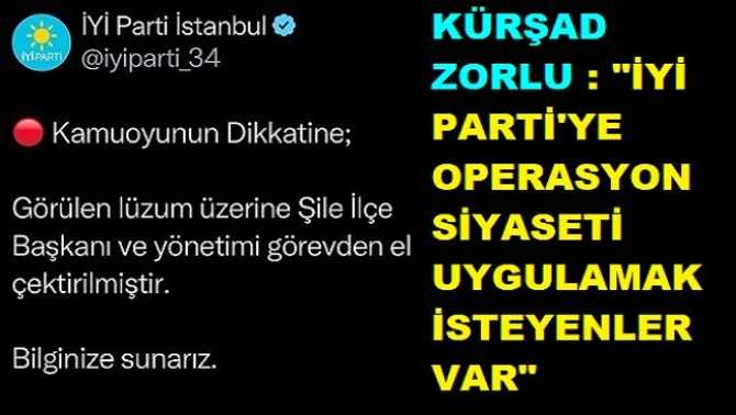 İYİ PARTİ BAĞIRSAKLARINI TEMİZLEMEYİ SÜRDÜRÜYOR.. PARTİSİNE DEĞİL DE; MENFEAAT UĞRUNA EKO'ya HİZMETİ SEÇEN ŞİLE İLÇE YÖNETİMİ GÖREVDEN ALINDI