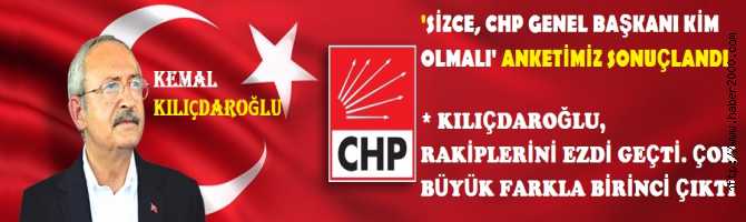 'SİZCE, CHP GENEL BAŞKANI KİM OLMALI' ANKETİMİZ SONUÇLANDI. KILIÇDAROĞLU, RAKİPLERİNİ EZDİ GEÇTİ