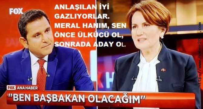 'BAŞBAKAN OLACAĞIM' diyen MERAL AKŞENER'i ANLAŞILAN İYİ GAZLIYORLAR. MERAL HANIM, SEN ÖNCE ÜLKÜCÜ OL, SONRADA ADAY OL.