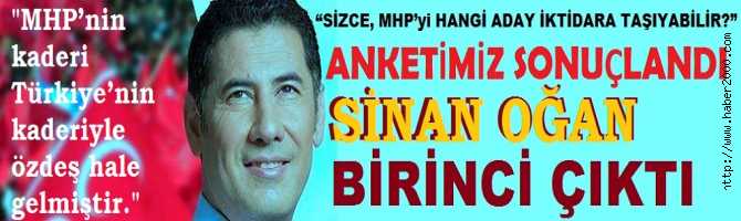 “MHP’yi KİM İKTİDARA TAŞIYABİLİR?” ANKETİMİZ SONUÇLANDI. SİNAN OĞAN BİRİNCİ ÇIKTI. İŞTE, OYLAMA SIRALAMASI 