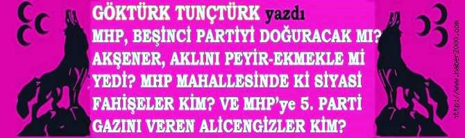  MHP, BEŞİNCİ PARTİYİ DOĞURACAK MI? AKŞENER, AKLINI PEYİR-EKMEKLE Mİ YEDİ? MHP MAHALLESİNDE Kİ SİYASİ FAHİŞELER KİM? VE MHP’ye 5. PARTİ GAZINI VEREN ALİCENGİZLER KİMLER?