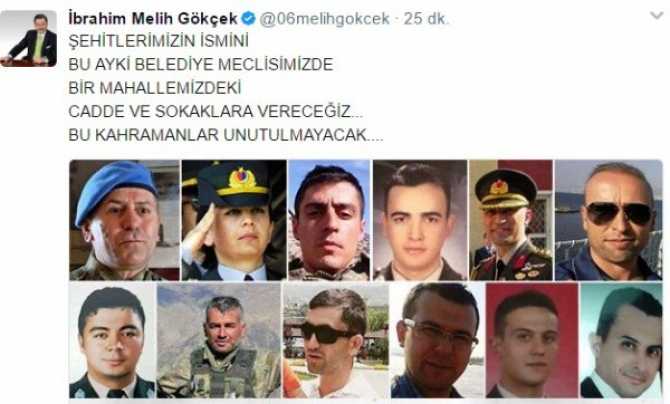 GÖKÇEK, HELİKOPTER KAZASI ŞEHİTLERİNİN İSİMLERİNİ ANKARA'DA YAŞATACAK