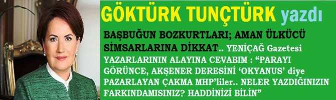 BAŞBUĞUN BOZKURTLARI; AMAN ÜLKÜCÜ SİMSARLARINA DİKKAT.. YENİÇAĞ Gazetesi YAZARLARININ ALAYINA CEVABIM VAR : “PARAYI GÖRÜNCE, AKŞENER DERESİNİ ‘OKYANUS’ diye PAZARLAYAN ÇAKMA MHP’liler.. NELER YAZDIĞINIZIN FARKINDA MISINIZ? HADDİNİZİ BİLİN”