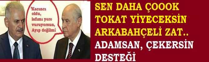 EYY.. ARKABAHÇELİ ZAT.. SEN DAHA ÇOOK İKTİDAR TOKADI YİYECEKSİN. ADAMSAN, DESTEĞİ ÇEKERSİN