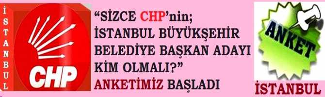 “SİZCE; CHP’nin İSTANBUL BÜYÜKŞEHİR BELEDİYE BAŞKAN ADAYI KİM OLMALI?” ANKETİMİZ BAŞLADI