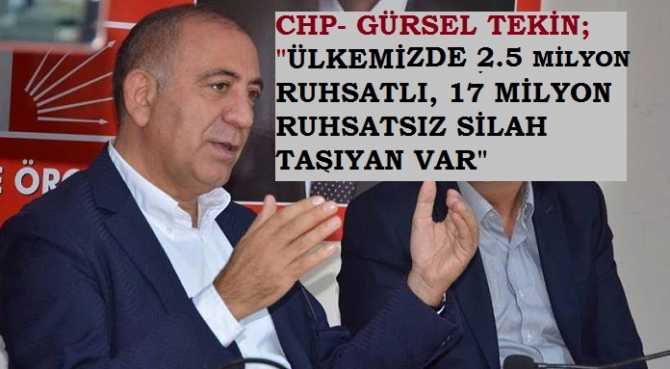 CHP MİLLETVEKİLİ GÜRSEL TEKİN, SİLAHA VE SİLAHLANMAYA YÜKSEK SESLE İTİRAZ ETTİ. 17 MİLYON RUHSATSIZ SİLAH TAŞIYAN VAR