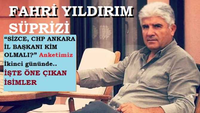 “SİZCE, CHP ANKARA İL BAŞKANI KİM OLMALI?” ANKETİMİZ İKİNCİ GÜNÜNDE. FAHRİ YILDIRIM ÖNDE