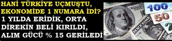 HANİ TÜRKİYE UÇMUŞTU, HANİ EKONOMİDE 1 NUMARA İDİK? 1 YILDA ERİDİK, YOKSULLAŞTIK. ORTA DİREKİN BELİ KIRILDI. EMEKLİYE SADAKA GİBİ ZAM VERİLDİ. ALIM GÜCÜ YÜZDE 15 GERİLEDİ.. YANİ; ÇAY KAŞIĞI İLE VERİLDİ, KEPÇE İLE GERİ ALINDI