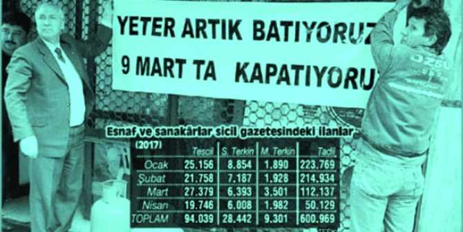 TÜRKİYE UÇUYOR .. 4 YILDA 430 BİN ESNAF İFLAS ETTİ, 328 BİN 461 ESNAF İCRALIK