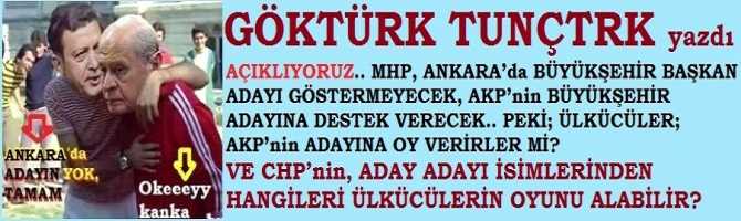 AÇIKLIYORUZ.. MHP, ANKARA’da BÜYÜKŞEHİR BAŞKAN ADAYI GÖSTERMEYECEK, AKP’nin BÜYÜKŞEHİR ADAYINA DESTEK VERECEK.. PEKİ; ÜLKÜCÜLER; AKP’nin ADAYINA OY VERİRLER Mİ? VE CHP’nin, ADAY ADAYI İSİMLERDEN HANGİLERİ ÜLKÜCÜLERİN OYUNU ALABİLİR?