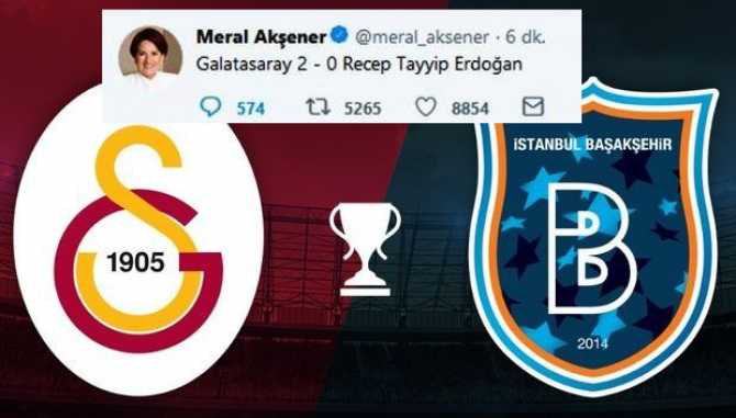 MERAL AKŞENER'DEN, FÜZE GİBİ TWEET : GALATASARAY: 2 - RECEP TAYYİP ERDOĞAN : 0