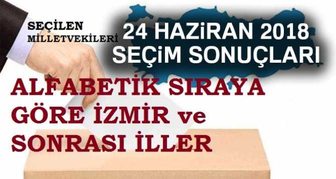 SEÇİLEN MİLLETVEKİLLERİ.. ALFABETİK SIRAYA GÖRE İZMİR VE SONRASI İLLER