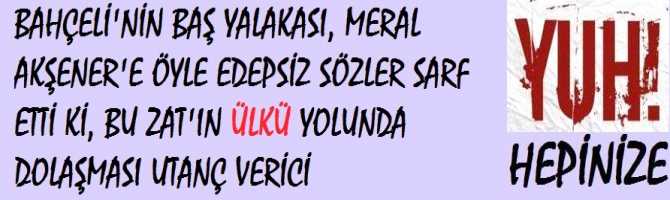 YUIHH ..BAHÇELİ'NİN BAŞ YALAKASI, MERAL AKŞENER'E ÖYLE EDEPSİZ SÖZLER SARF ETTİ Kİ, BU ZAT'IN ÜLKÜ YOLUNDA DOLAŞMASI UTANÇ VERİCİ