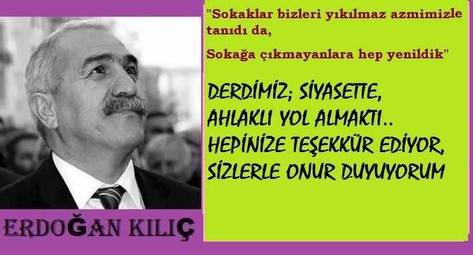 SEÇMENLERE TEŞEKKÜR EDEN ÇANKAYA BELEDİYE BAŞKAN ADAY ADAYI AV. ERDOĞAN KILIÇ : “SOKAĞA ÇIKMAYANLARA HEP YENİLDİK .. DERDİMİZ; SİYASETTE AHLAKLI YOL ALMAKTI”