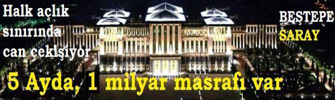 Vatandaşımız açlık sınırında can çekişirken, Beştepe Sarayının 5 aylık masrafı 1 Milyarı aşıyor.. Yani; 5 aylık masraf 250 Bin Öğretmenin maaşına bedel