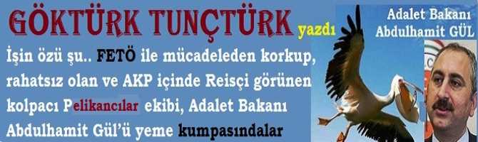 İşin özü şu.. FETÖ ile mücadeleden korkup, rahatsız olan ve AKP içinde Reisçi görünen kolpacı Pelikancılar ekibi, Adalet Bakanı Abdulhamit Gül’ü yeme kumpasındalar 