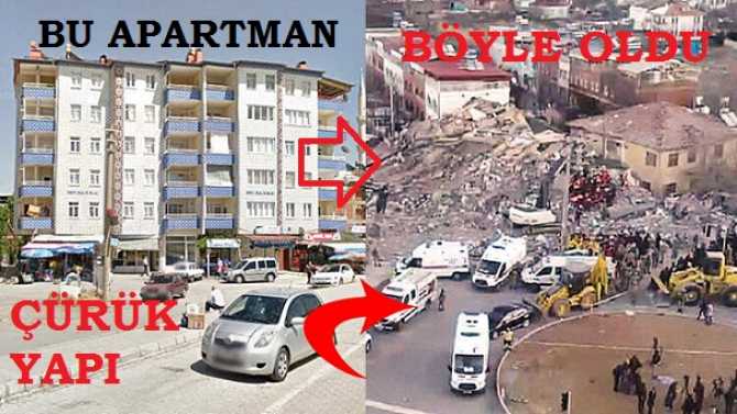 İŞTE ÇÜRÜK YAPI ALÇAKLIĞI..Müteahhit in malzemeden çaldığı 6 katlı apartman ufak bir sarsıntıda toz-duman oldu.. 