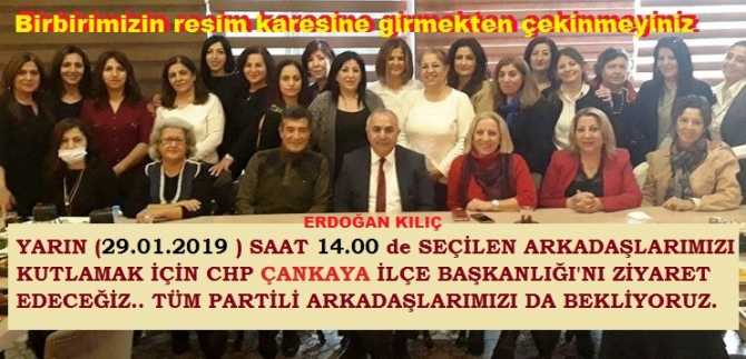 CHP, YDK üyesi Av. Erdoğan Kılıç’ın başlattığı; “Ankara’da tabanda birlik” hedefinde ikinci adım.. “Seçilen Başkan ve Delegeleri tebrik etme” ziyaretleri yarın Çankaya’dan başlıyor 