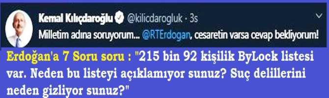 Kılıçdaroğlu'ndan, Erdoğan'a 7 Soru soru : 