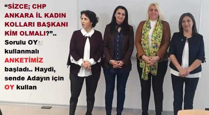 “SİZCE; CHP ANKARA İL KADIN KOLLARI BAŞKANI KİM OLMALI?”.. Sorulu OY kullanmalı ANKETİMİZ başladı.. Haydi, sende Adayın için OY kullan