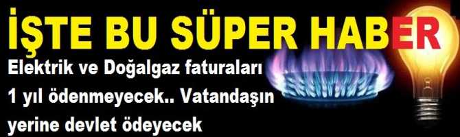 İŞTE BU SÜPER HABER .. Elektrik ve Doğalgaz faturaları 1 yıl ödenmeyecek.. Vatandaşın yerine devlet ödeyecek