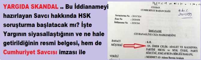 YARGIDA SKANDAL .. Bu İddianameyi hazırlayan Savcı hakkında HSK soruşturma başlatacak mı? İşte Yargının siyasallaştığının ve ne hale getirildiğinin resmi belgesi, hem de Cumhuriyet Savcısı imzası ile