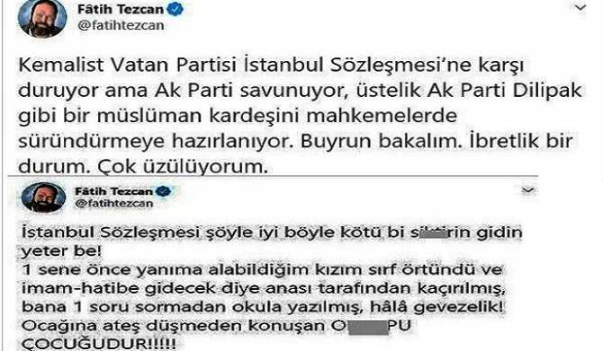 Her ne hikmetse Savcılar bu örümcek kafalıyı görmüyor, yasalar işletilmiyor.. Dedik ya, AKP'yi yalakaları yıkacak.. Asıl O... çocuğu sensin Fatih Tezcan