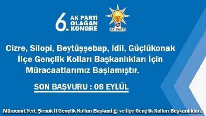 AKP Şırnak teşkilatı, Sosyal Medya ilanı ile 5 ilçe Gençlik Başkanı aradı.. Film gibi.. 