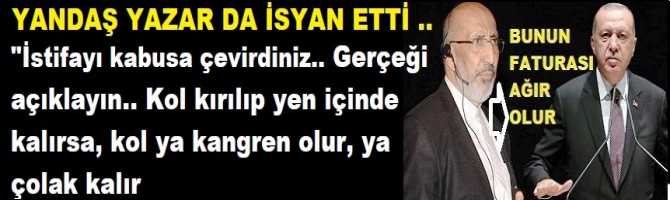 YANDAŞ YAZAR DA İSYAN ETTİ..: 