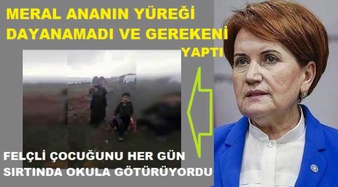 MERAL ANANIN YÜREĞİ DAYANAMADI.. Mardin'de, felçli oğlunu her gün sırtında okula götüren Annenin çilesini öğrenen Meral Akşener, anneye derhal yol yaptırdı ve akülü araba temin etti