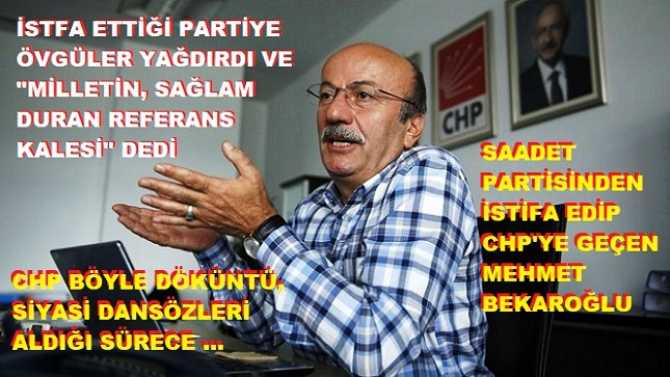 İŞTE, ÜLKEMİZDE Kİ SİYASET.. Mehmet Bekaroğlu, Saadet Partisinden istifa edip, CHP'nin kadın kontenjanından Milletvekili oldu.. Şimdi, SP'ne; 