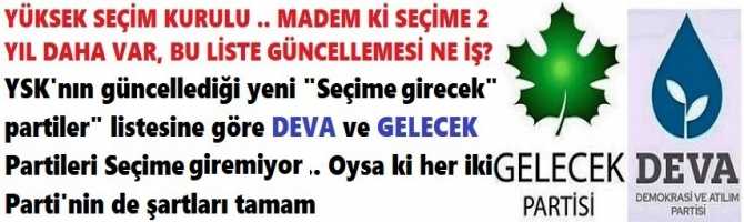 YÜKSEK SEÇİM KURULU .. MADEM Kİ SEÇİME 2 YIL DAHA VAR, BU LİSTE GÜNCELLEMESİ NE İŞ? YSK'nın güncellediği yeni 