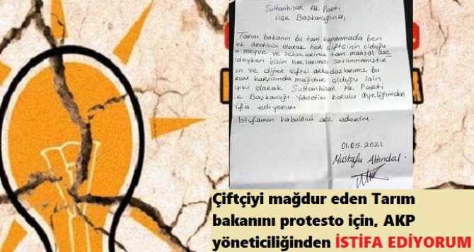 AKP İLÇE YÖNETİCİSİ, TARIM BAKANINA; 