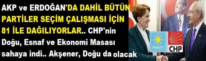 AKP ve ERDOĞAN'DA DAHİL BÜTÜN PARTİLER SEÇİM ÇALIŞMASI İÇİN 81 İLE DAĞILIYORLAR.. CHP'nin Doğu, Esnaf ve Ekonomi Masası sahaya indi.. Akşener, Doğu da olacak