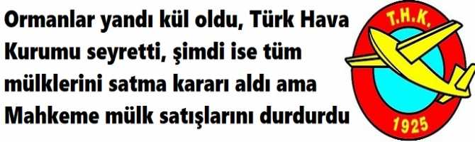 Ormanlar yandı kül oldu, Türk Hava Kurumu seyretti, şimdi ise tüm mülklerini satma kararı aldı ama Mahkeme mülk satışlarını durdurdu