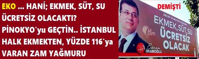 EKO ... HANİ; EKMEK, SÜT, SU ÜCRETSİZ OLACAKTI? PİNOKYO'yu GEÇTİN.. İSTANBUL HALK EKMEKTEN, YÜZDE 116'ya VARAN ZAM YAĞMURU