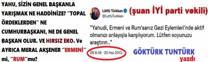 YAHU, SİZİN GENEL BAŞKANLA YARIŞMAK NE HADDİNİZE? “TOPAL ÖRDEKLERDEN” NE CUMHURBAŞKANI, NE DE GENEL BAŞKAN OLUR. VE HIRSIZ EKO. Ve AYRICA MERAL AKŞENER “ERMENİ” mi, “RUM”mu?