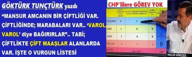 “MANSUR AMCANIN BİR ÇİFTLİĞİ VAR. ÇİFTLİĞİNDE; MARABALARI VAR.. ‘VAROL, VAROL’ diye BAĞIRIRLAR”.. TABİ; ÇİFTLİKTE ÇİFT MAAŞLAR ALANLARDA VAR. İŞTE O VURGUN LİSTESİ