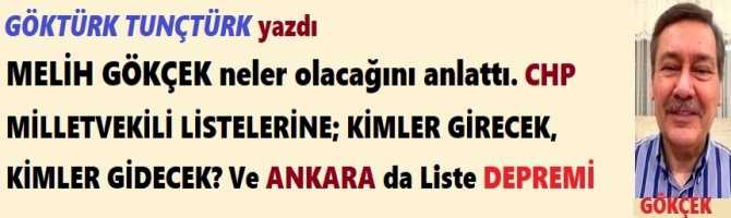 MELİH GÖKÇEK neler olacağını anlattı.. CHP MİLLETVEKİLİ LİSTELERİNE; KİMLER GİRECEK, KİMLER GİDECEK? Ve ANKARA da Liste DEPREMİ