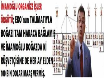 ÖZGÜR ÖZEL, SEN BUNLARI OKUMADIN MI? İMAMOĞLU ORGANİZE İŞLER ÖRGÜTÜ; EKO'nun TALİMATIYLA BOĞAZI TAM HARACA BAĞLAMIŞ VE İMAMOĞLU BOĞAZDA Kİ RÜŞVETÇİSİNE DE HER AY ELDEN 100 BİN DOLAR MAAŞ VERMİŞ.