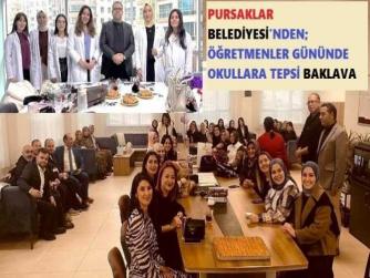 HELAL SANA ERTUĞRUL ÇETİN BAŞKAN. ÖĞRETMENLER GÜNÜNDE OKULLARA TEPSİLERLE BAKLAVA GÖNDERDİ