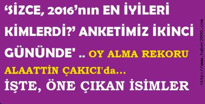 ‘SİZCE, 2016’NIN EN İYİLERİ KİMLERDİ?’ ANKETİMİZ İKİNCİ GÜNÜNDE. İŞTE, ÖNE ÇIKAN İSİMLER